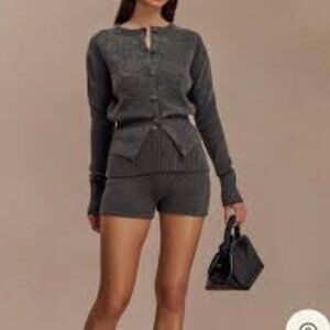 Meshki Genevieve Oversized Knit Cardigan - Charcoal - Size Medium